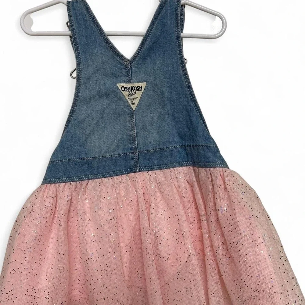 Osh Kosh Unicorn Pink Glitter Denim Overall Dress